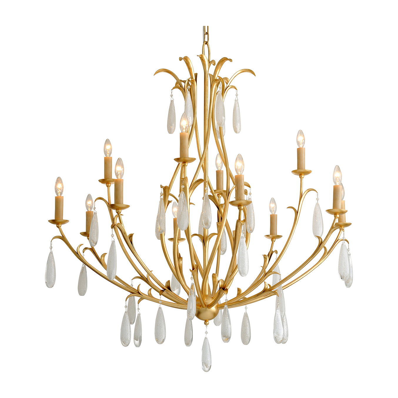 Corbett Prosecco 12 Light Gold Leaf Chandelier Ceiling Light / Default Title