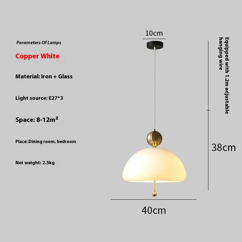 Nordic Glass and Iron Chandelier / Warm Light / Milky Yellow
