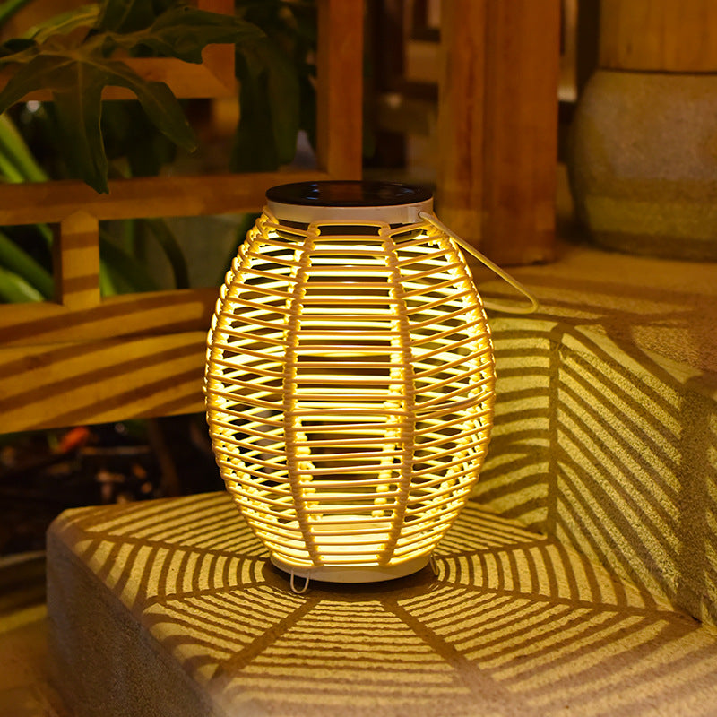 Solar Rattan Courtyard Lantern