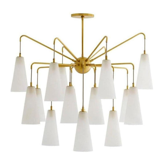 18-Light Antique Brass Glass Chandelier