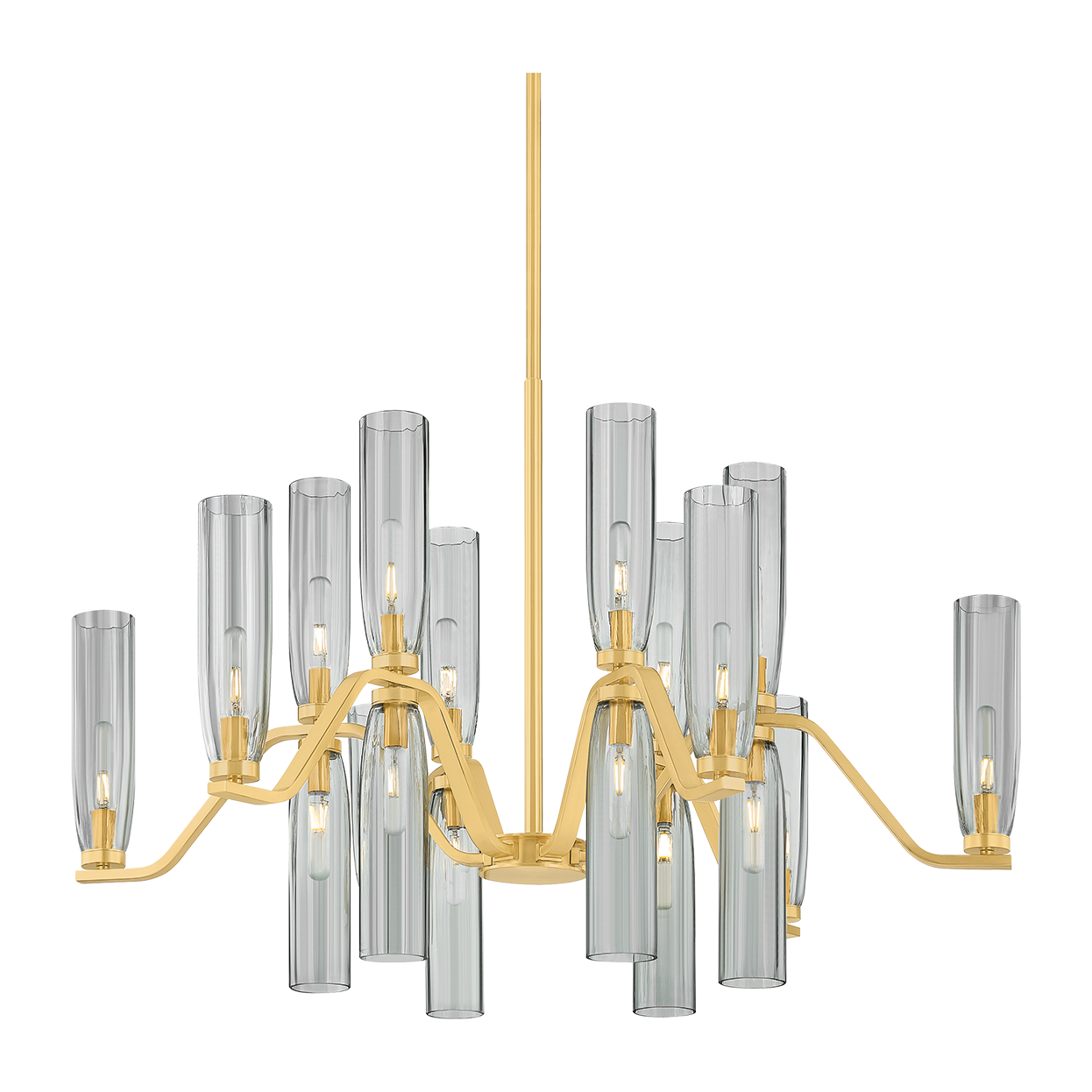 18-Light Smoke Glass Brass Chandelier / Default Title