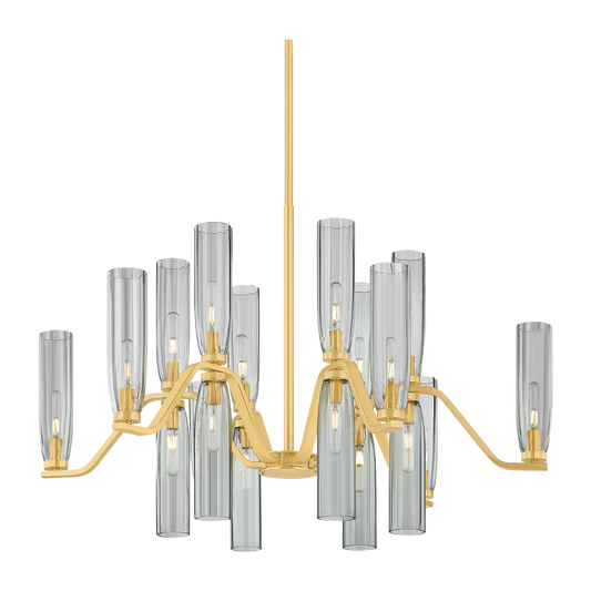 18-Light Smoke Glass Brass Chandelier / Default Title
