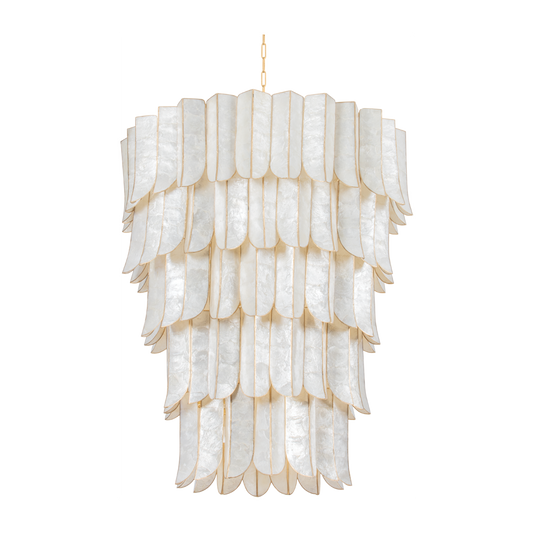 27-Light Capiz Shell Gold Chandelier