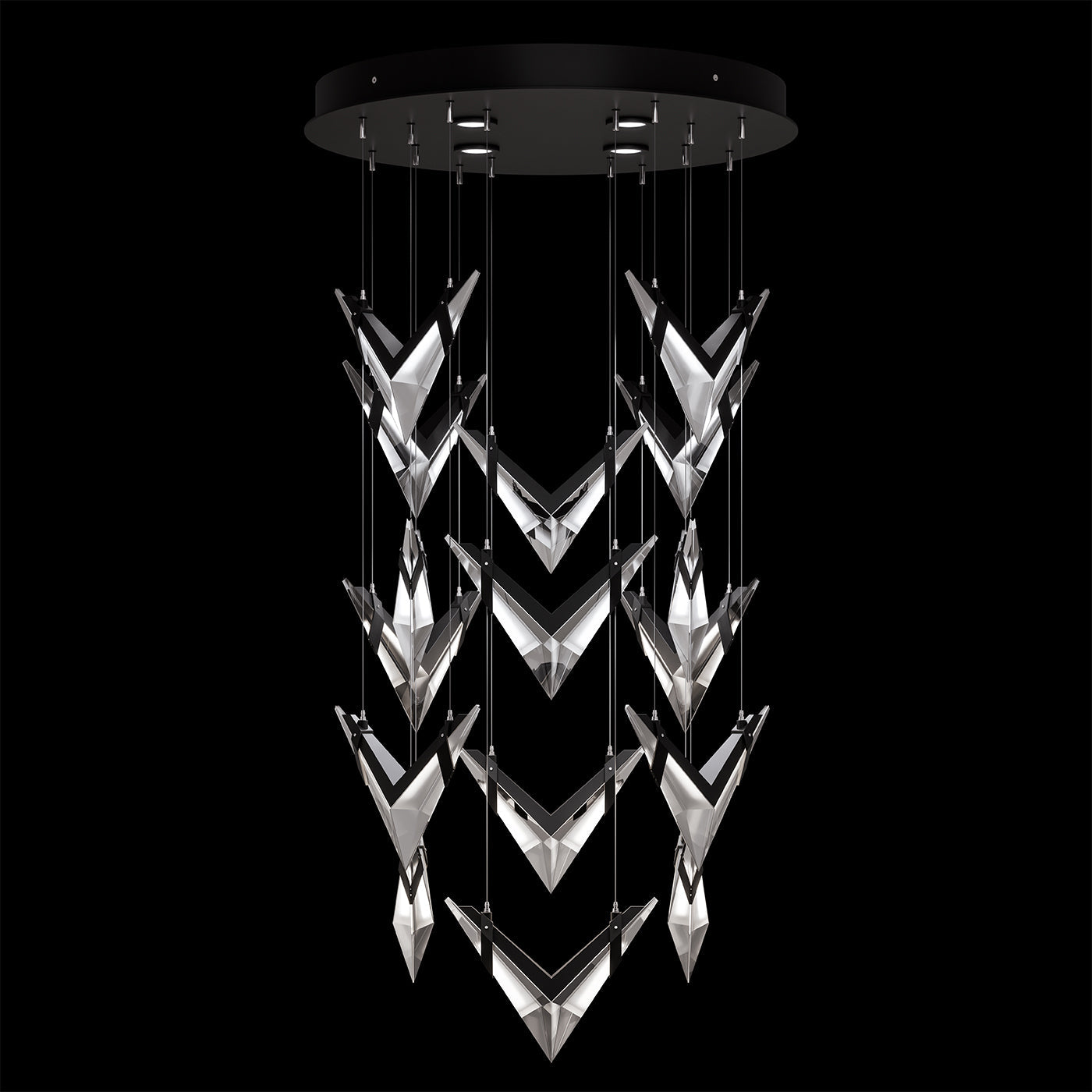 32-Inch Chevron Crystal LED Pendant / Black/Dark Walnut