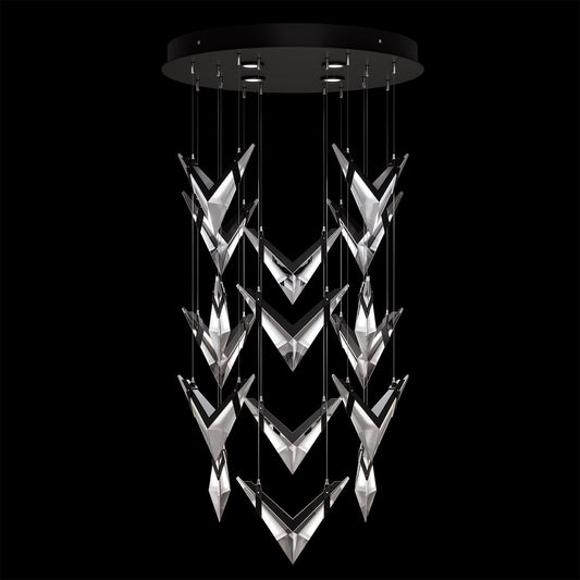 32-Inch Chevron Crystal LED Pendant / Black/Dark Walnut