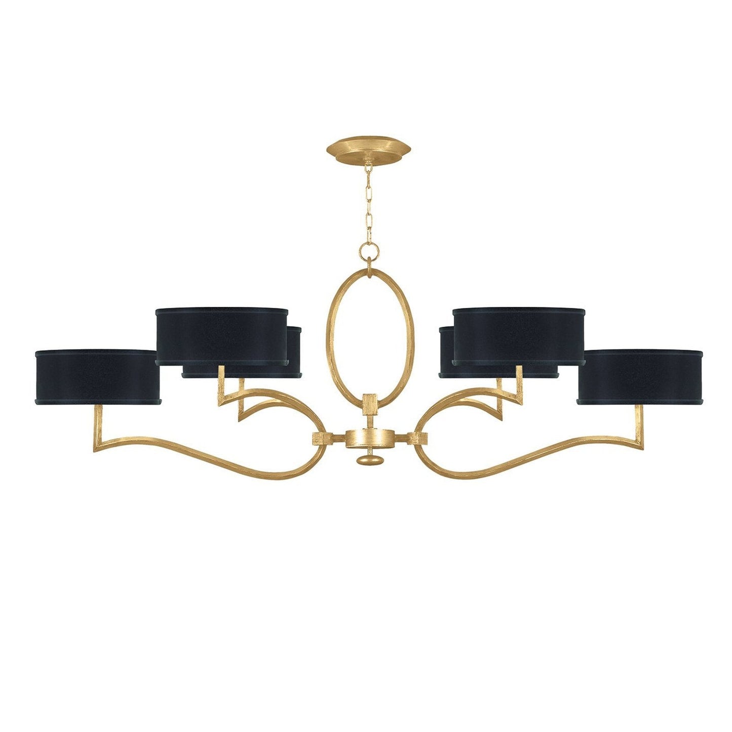 63-Inch Leaf Finish Shade Chandelier / White/Silver