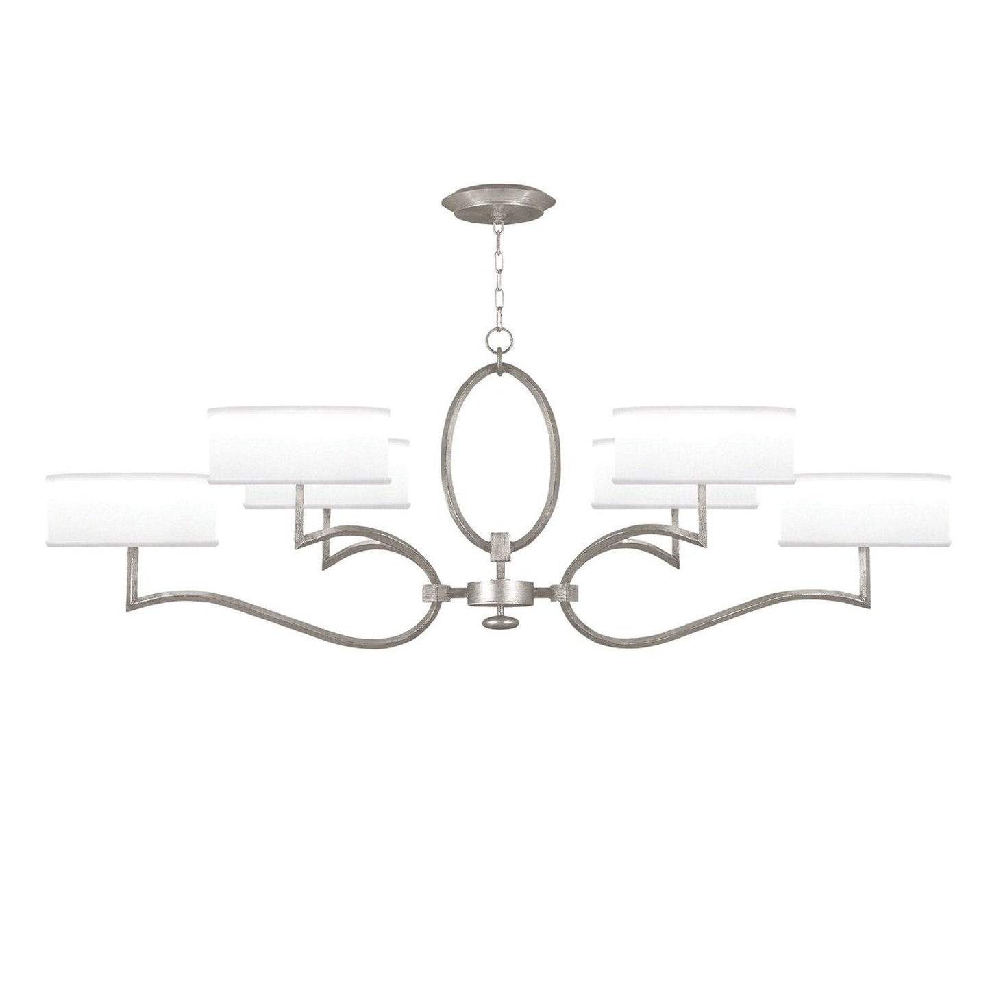 63-Inch Leaf Finish Shade Chandelier / Black/Silver