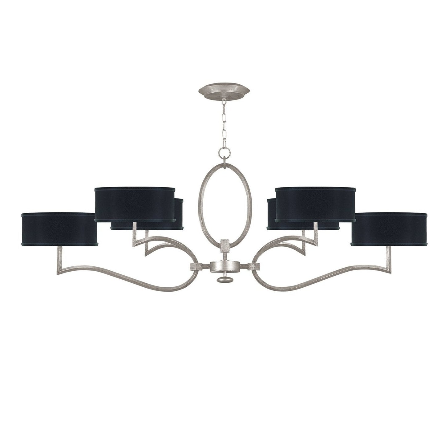 63-Inch Leaf Finish Shade Chandelier / White Textured/Platinized Silver