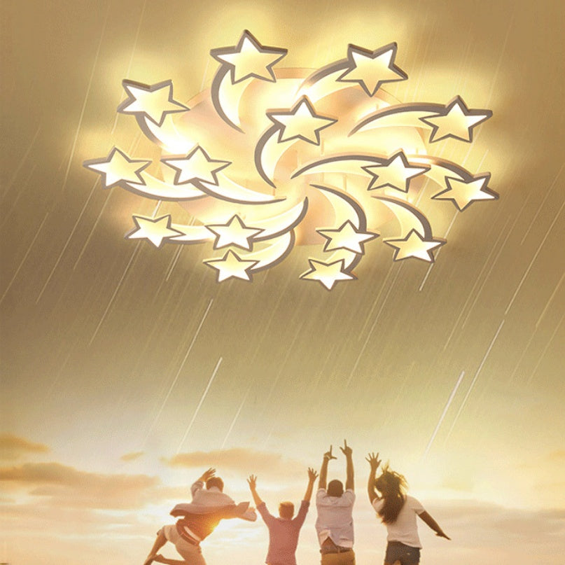 Modern LED Ceiling Light for Large Rooms / 9 Meteor Heads / Electrodeless Dimming 110V