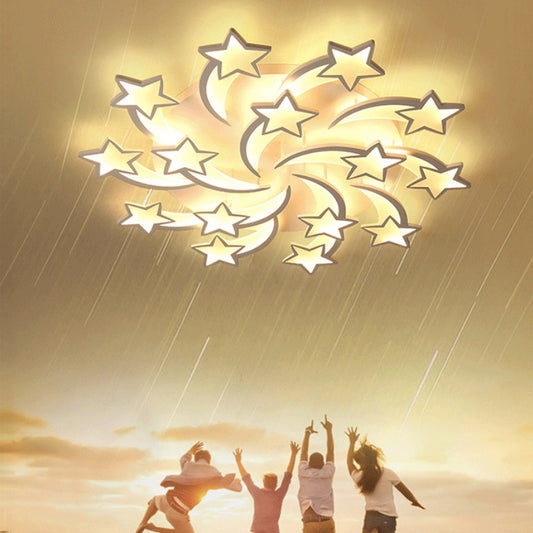 Modern LED Ceiling Light for Large Rooms / 9 Meteor Heads / Electrodeless Dimming 110V
