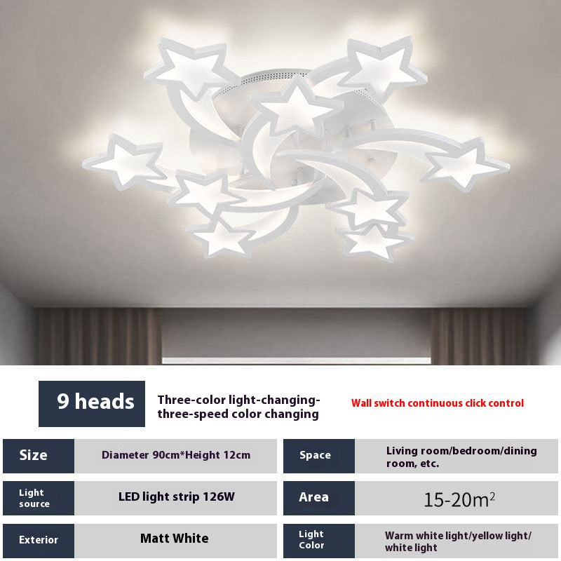 Modern LED Ceiling Light for Large Rooms / 9 Meteor Heads / Tri color dimming 110 volts