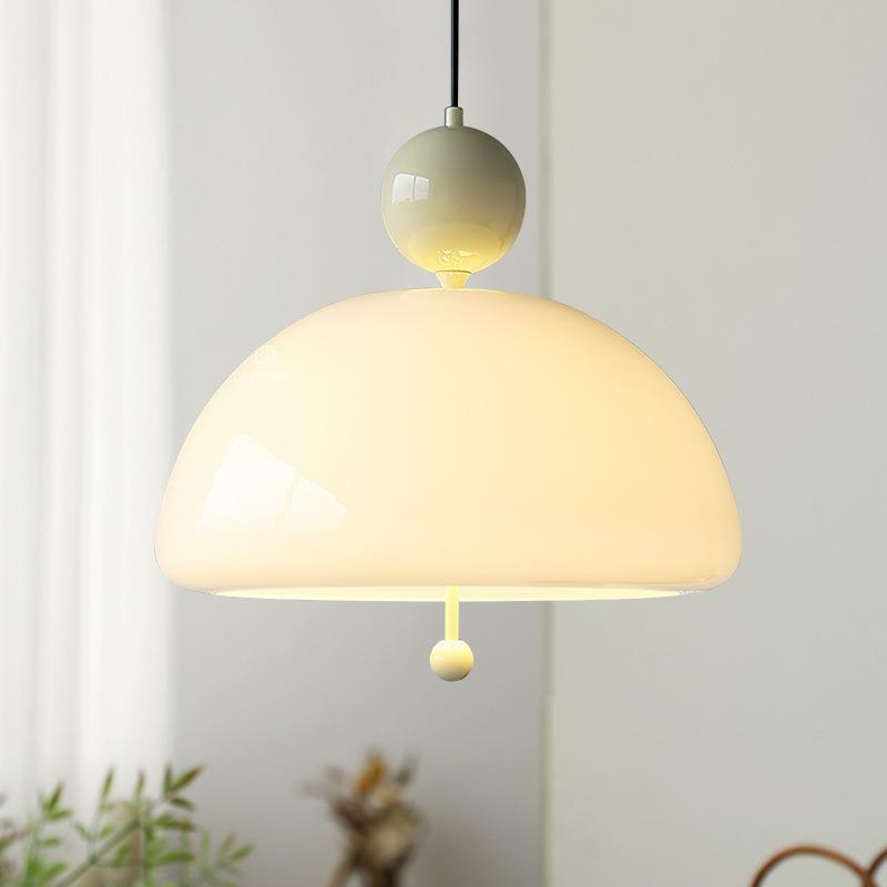 Nordic Glass and Iron Chandelier / Tricolor Light / Red