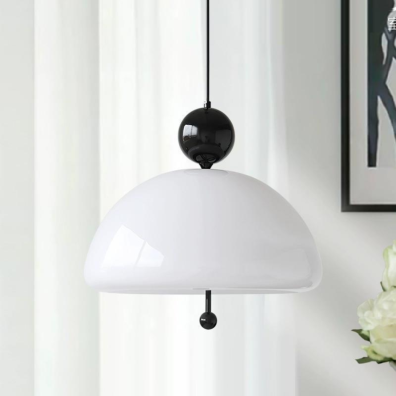 Nordic Glass and Iron Chandelier / Tricolor Light / Milky Yellow