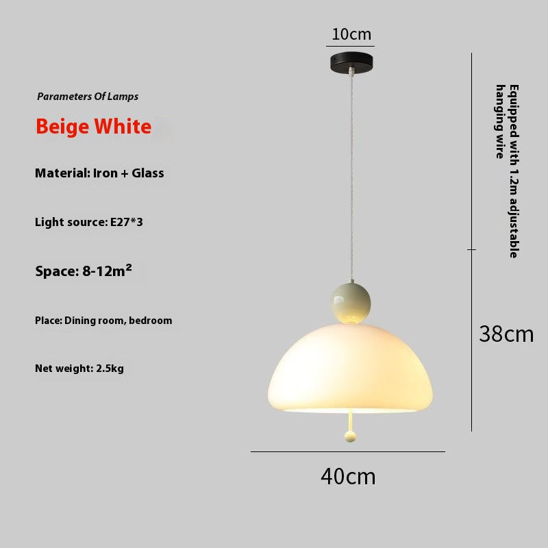 Nordic Glass and Iron Chandelier / Warm Light / Red