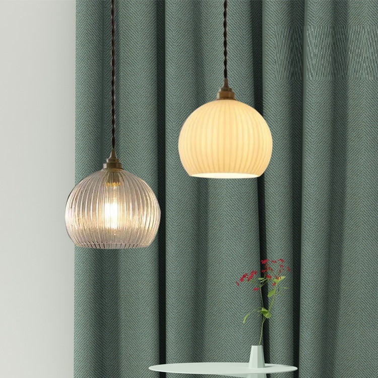 Single-Light Copper Glass Pendant Light / White / 20cm