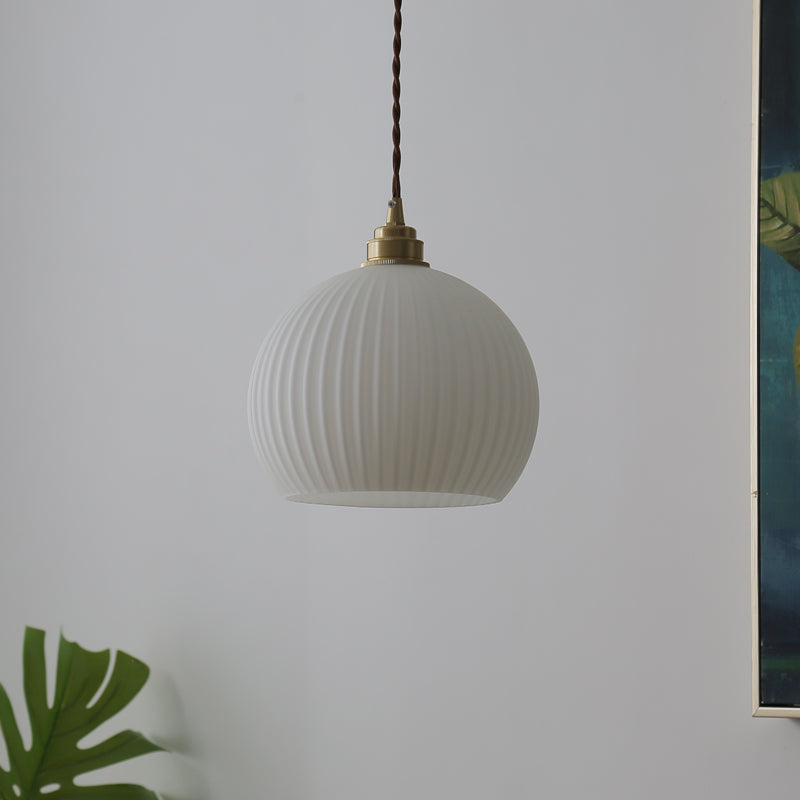 Single-Light Copper Glass Pendant Light / Transparent / 20cm