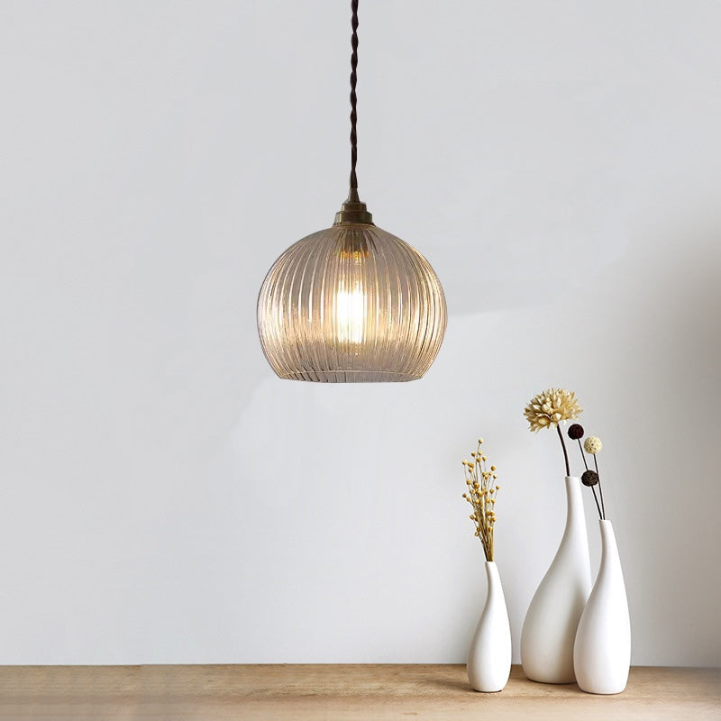 Single-Light Copper Glass Pendant Light