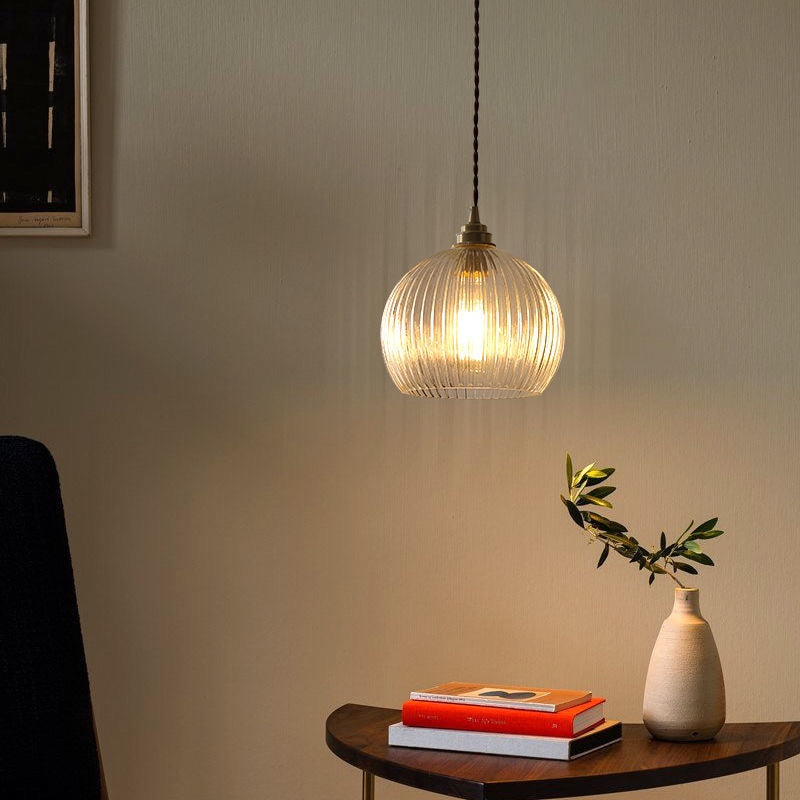Single-Light Copper Glass Pendant Light