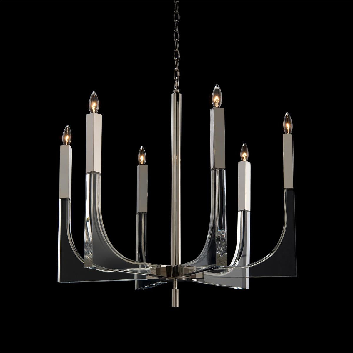 Six-Light Acrylic and Nickel Chandelier / Default Title