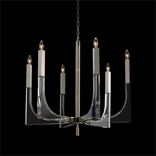 Six-Light Acrylic and Nickel Chandelier / Default Title