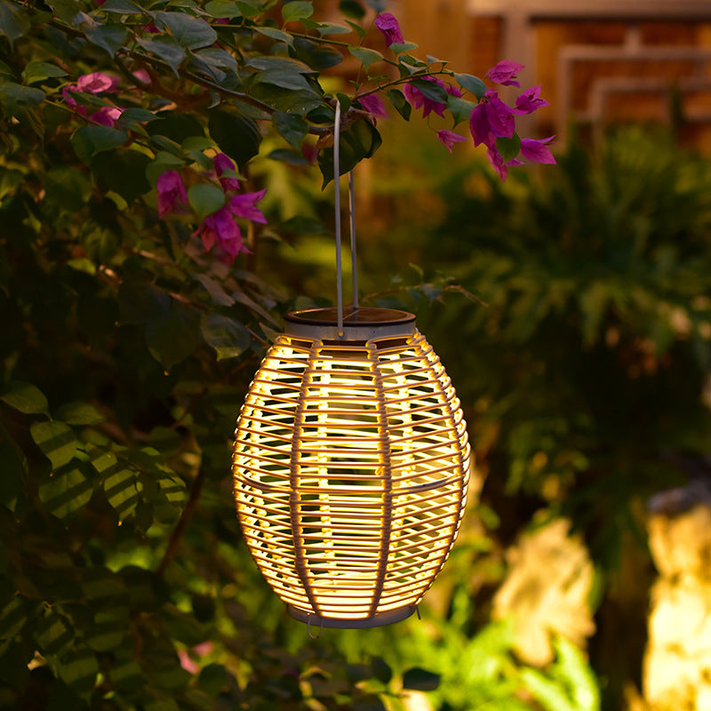 Solar Rattan Courtyard Lantern